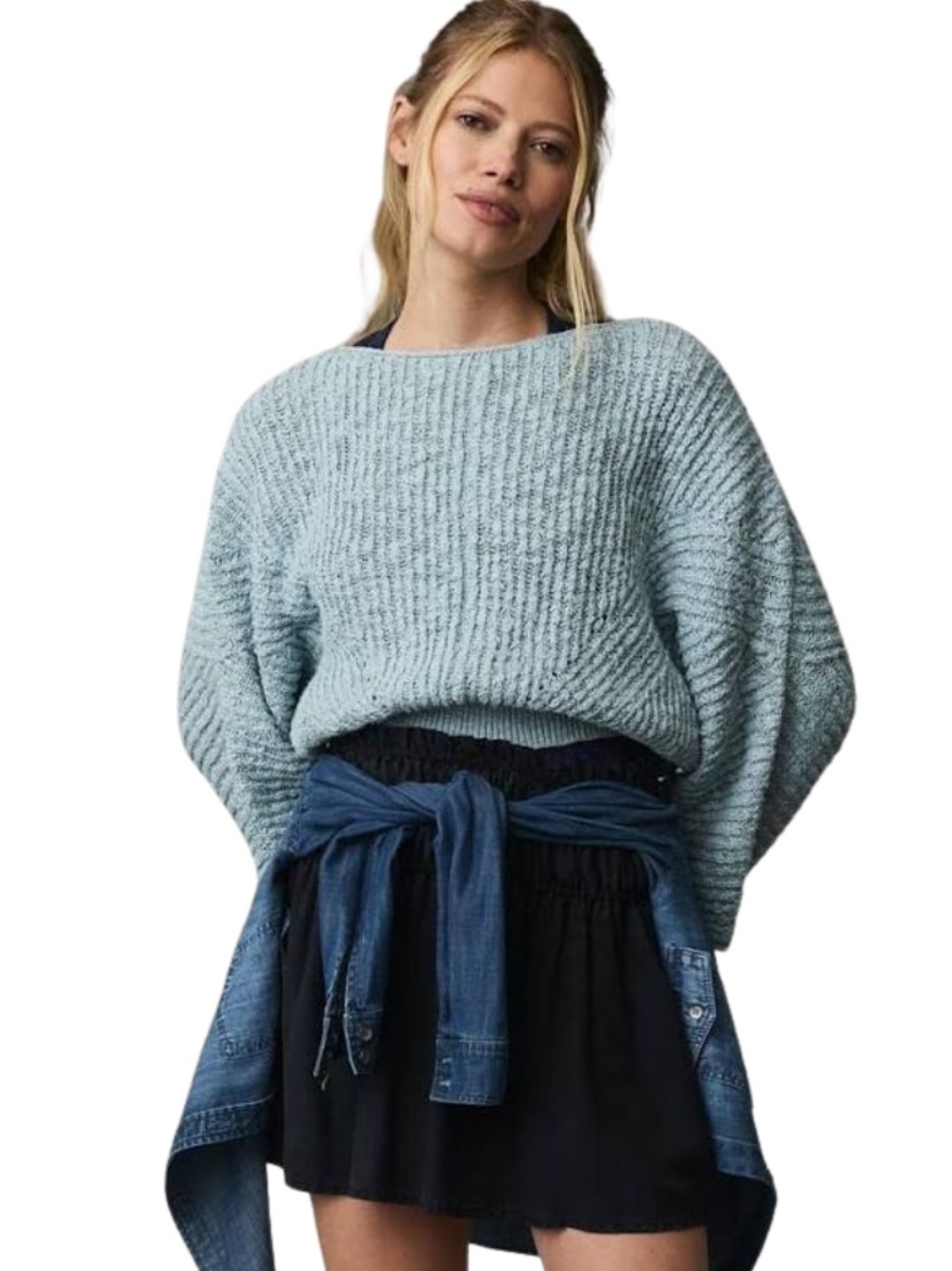 By Anthropologie Batwing Oversized Sweater XL Crochet Chunky Knit Slouchy Comfy